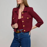 Kumi Cropped Jacket in Black Cherry